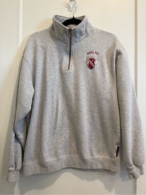 Port Authority Heather Gray Quarter-Zip Sweater with Alpha Phi Crest
